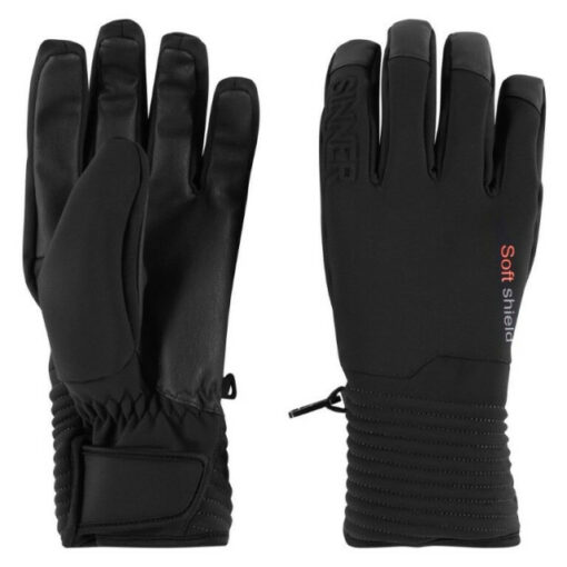 Zwarte Sinner Soft Shield skihandschoenen met logo en verstelbare polsband.